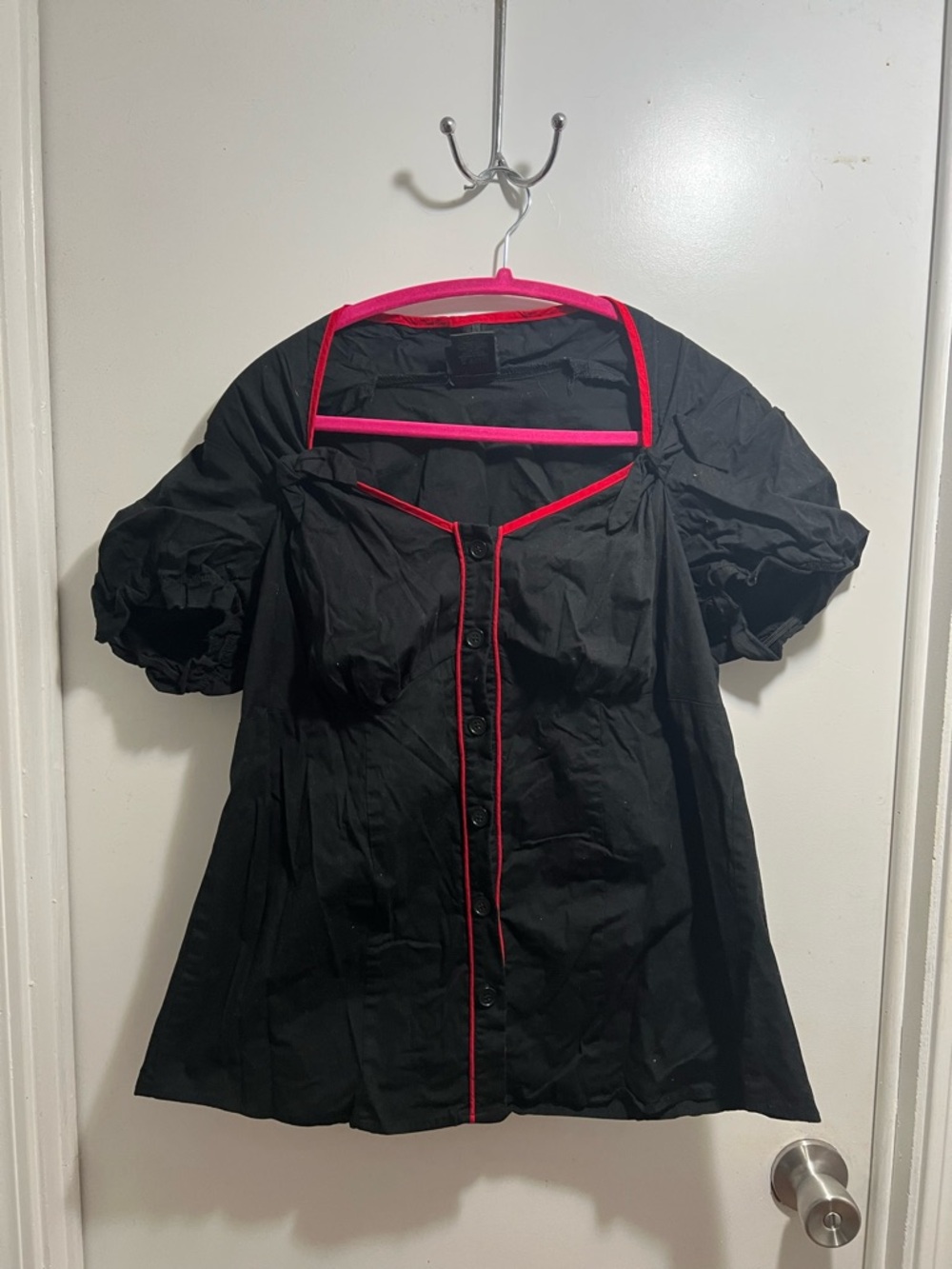 torrid Black Button-Down Top with Pink Trim